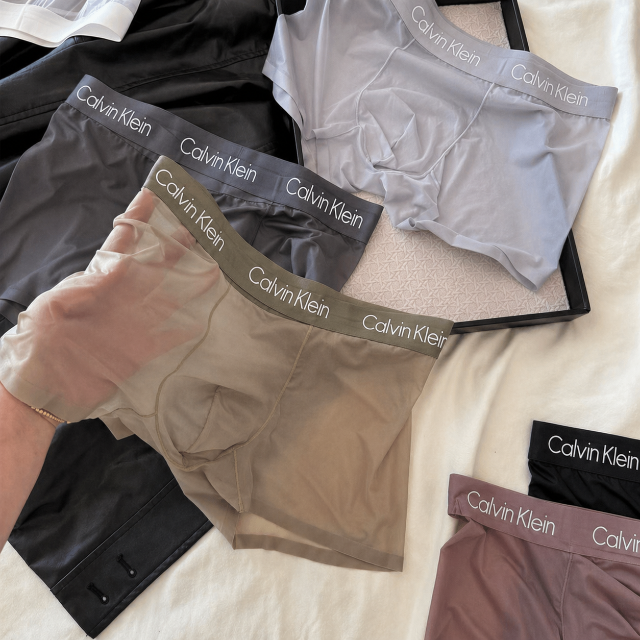 Calvin Klein Style Transparent Mesh Boxer Shorts for Men | Premium Comfort Stretch Underwear (Pack of 3)