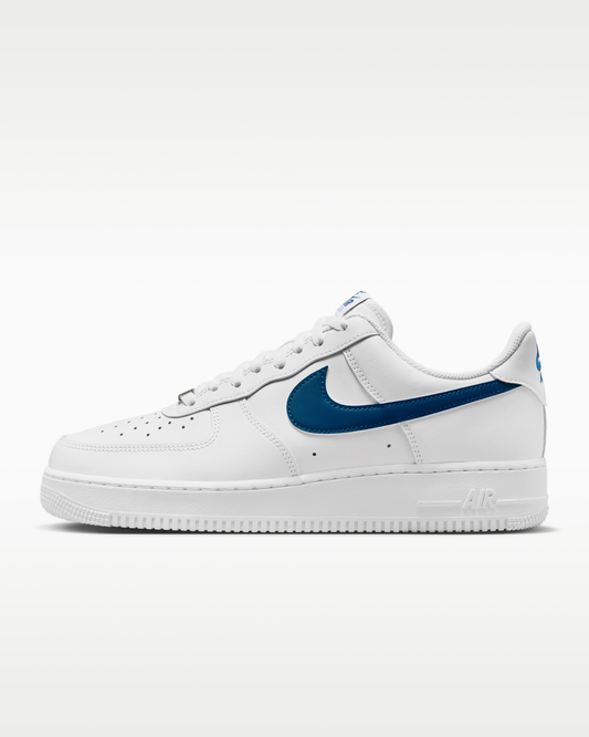 Air Force_1,07_Men’s White & Blue Classic Low-Top Sneakers | Casual Everyday Shoes
