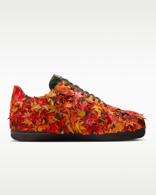 Men’s Autumn Leaf Print Sneakers | Stylish Casual Designer Low-Top Shoes