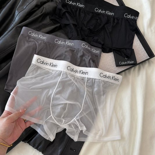 Calvin Klein Style Transparent Mesh Boxer Shorts for Men | Premium Comfort Stretch Underwear (Pack of 3)