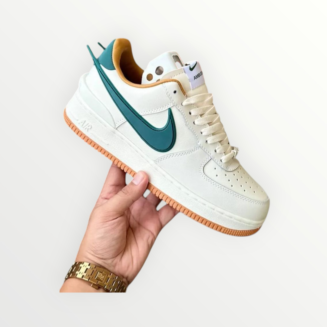 Ambush Premium White & Teal Casual Sneakers for Men